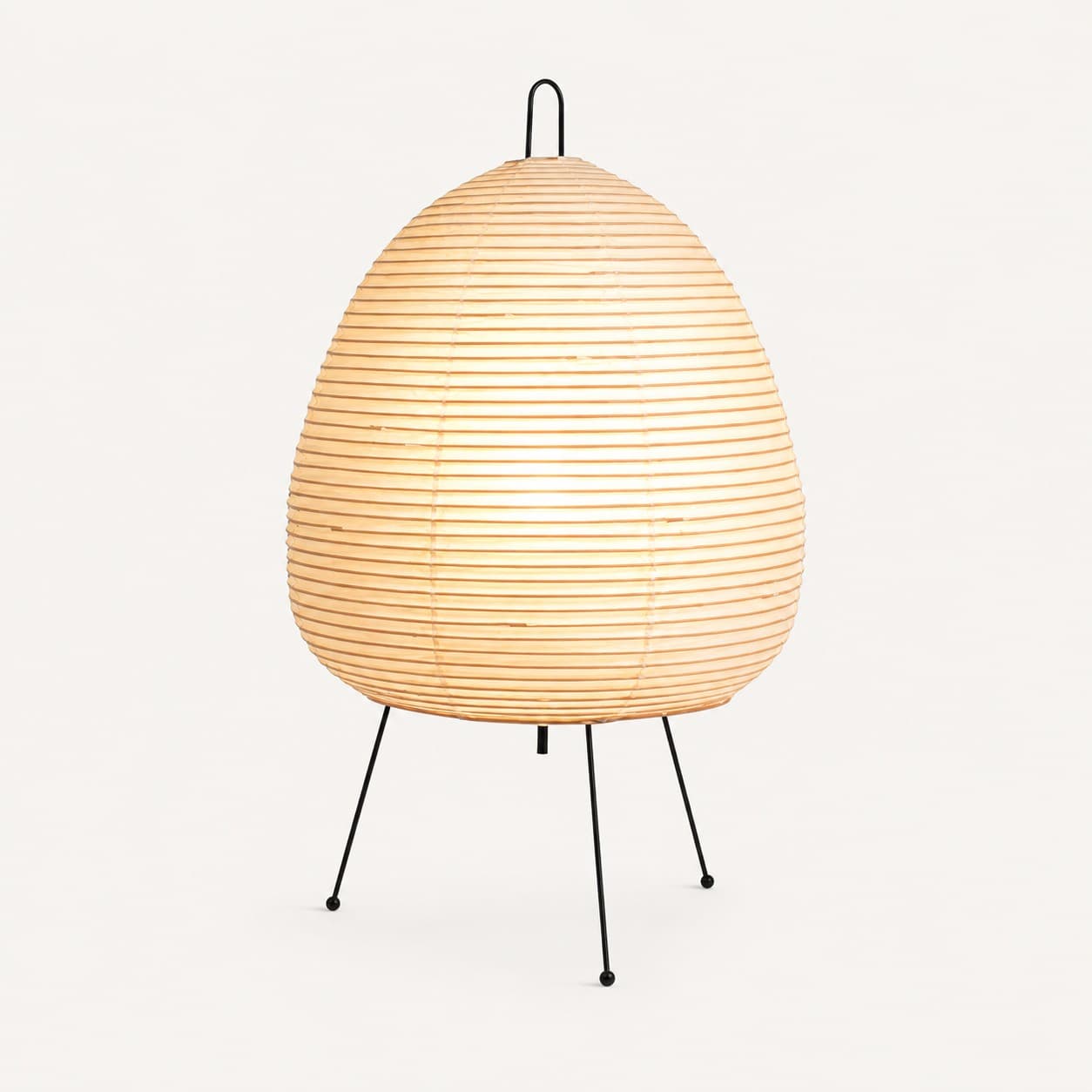 Japanese Rice Paper Table Lamp – Tripod Lantern Desk & Bedside Light Warm Cream
