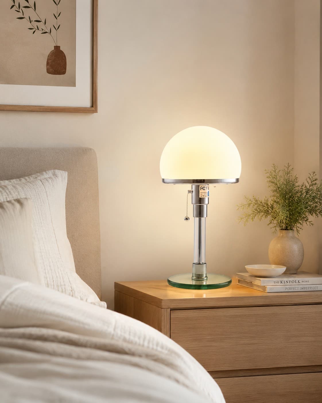 Bauhaus Glass Table Lamp – Nordic White Bedside & Living Room Light