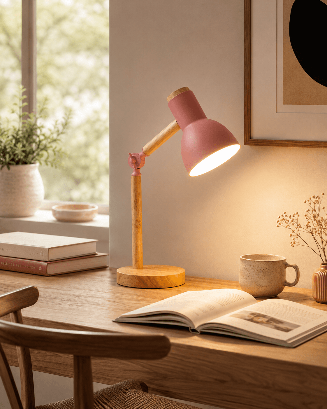 Nordic Wooden LED Table Lamp – Adjustable Desk and Bedside Reading Light lifestyle image