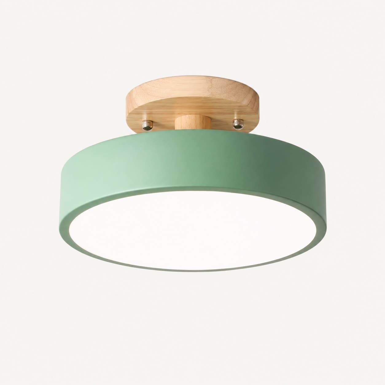 Nordic Round Ceiling Light – Wood Detail LED Lamp for Hallway & Bedroom green