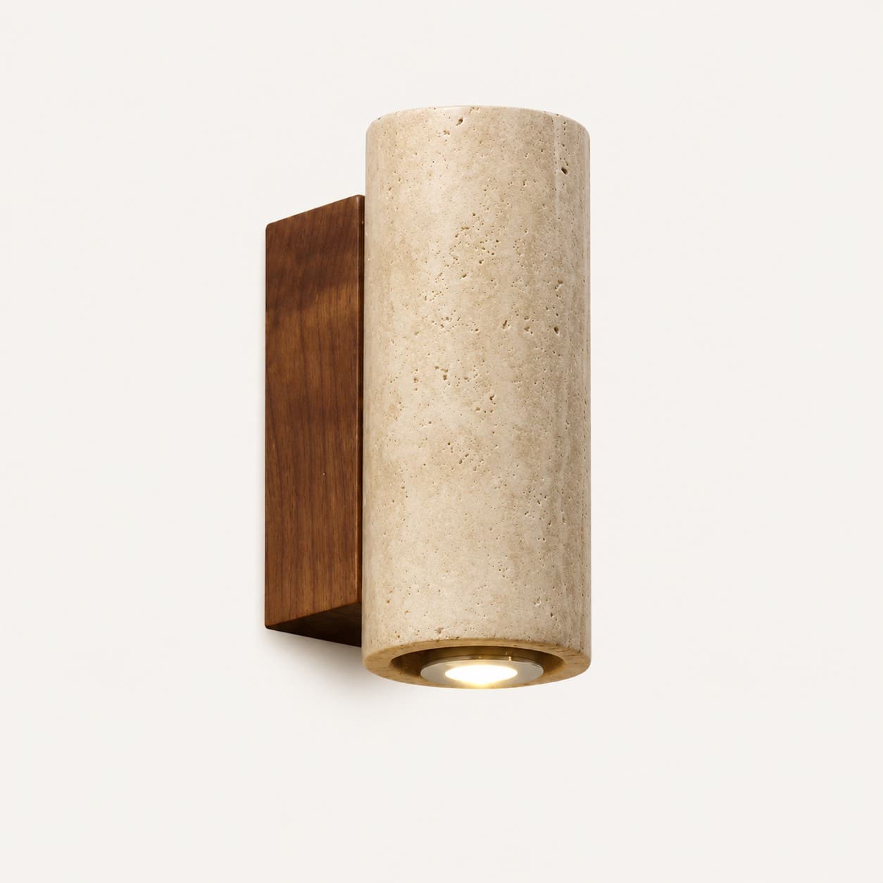 Wabi Sabi Marble Wall Lamp – Warm White LED Sconce with Wood Base stone