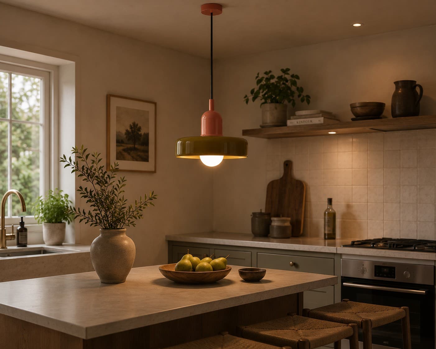 Nordic Retro Glass Pendant Light – Modern E27 Hanging Lamp lifestyle image