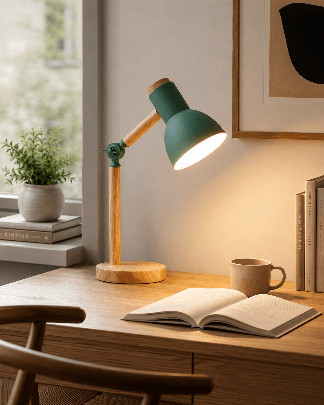 Nordic Wooden LED Table Lamp – Adjustable Desk and Bedside Reading Light lifestyle image