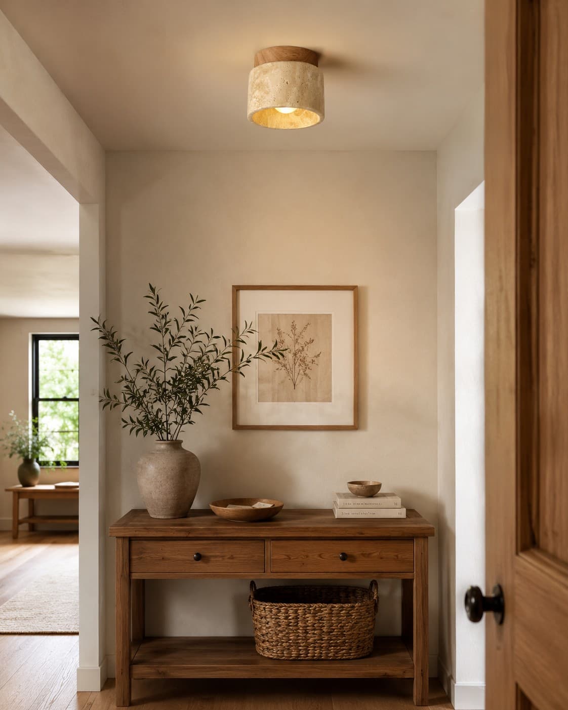 Stone Ceiling Lamp – Surface Mounted LED Downlight with Wood Detail lifestyle image