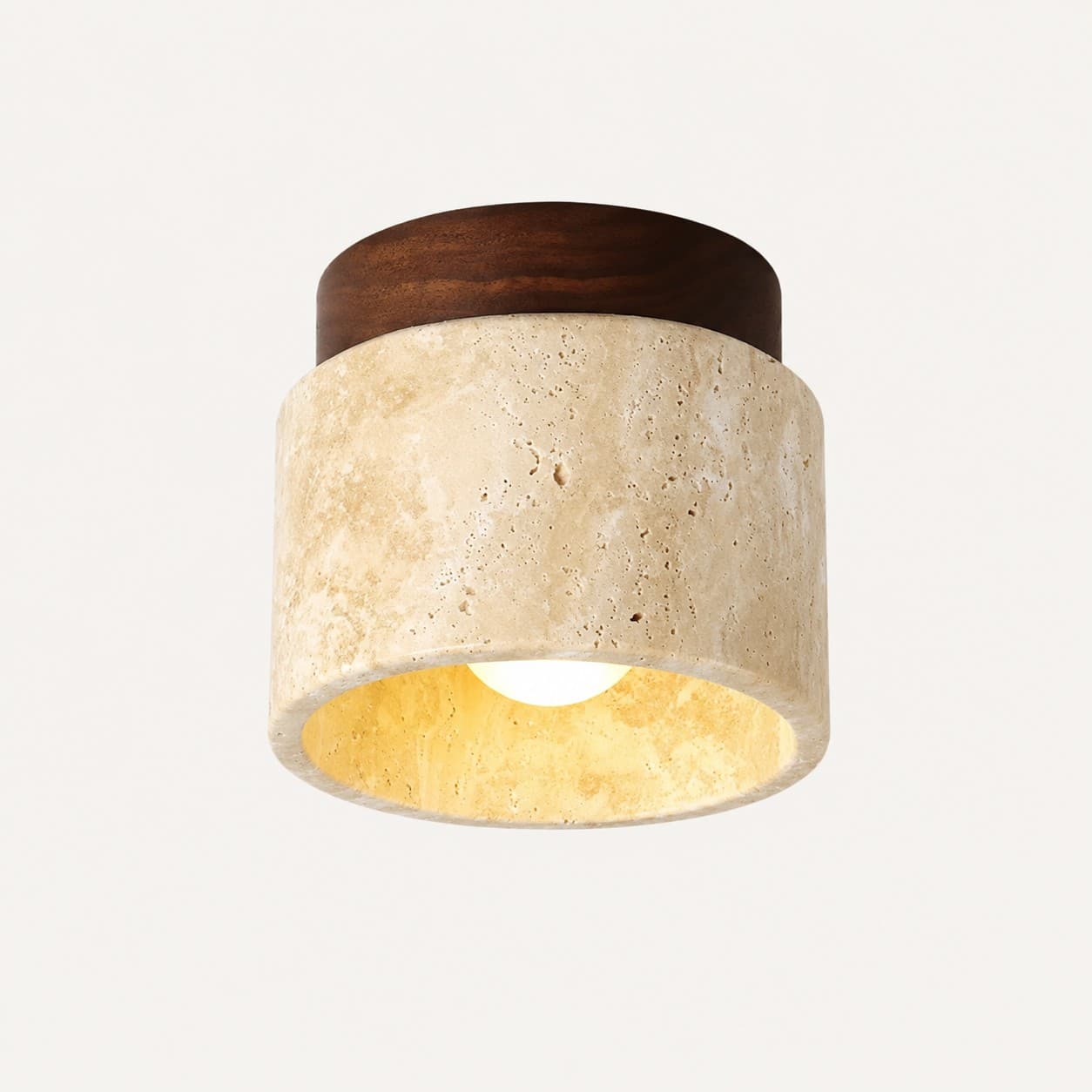 Stone Ceiling Lamp – Surface Mounted LED Downlight with Wood Detail walnut