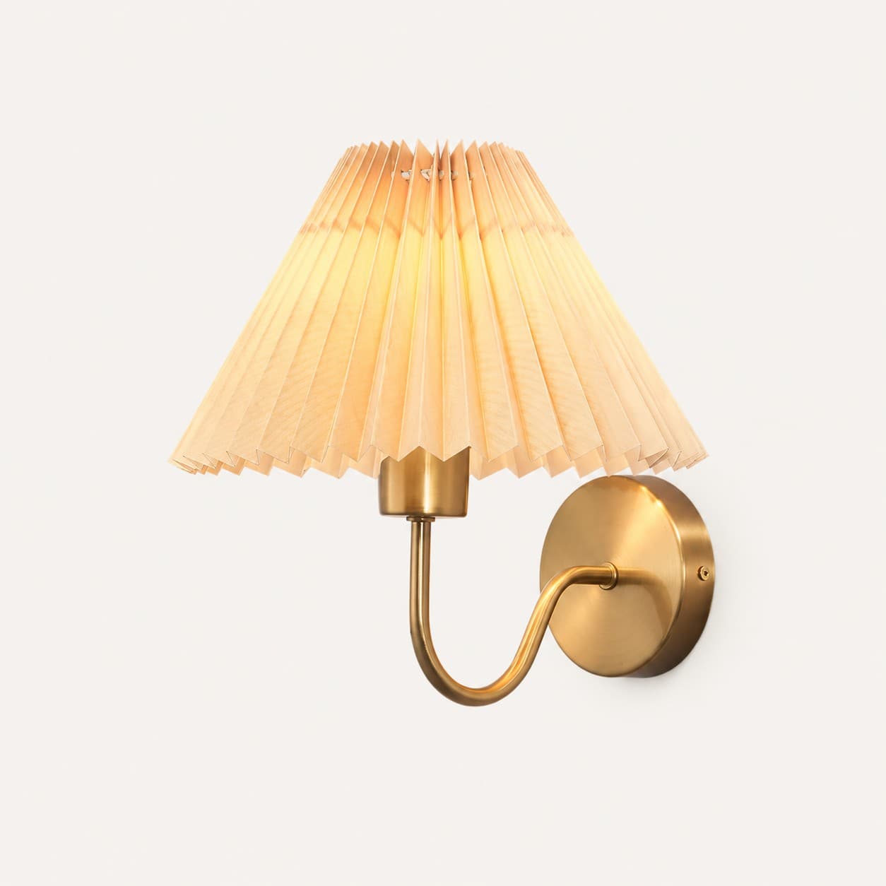 Nordic Retro Pleated Wall Lamp – Fan-Shaped Fabric Sconce copper